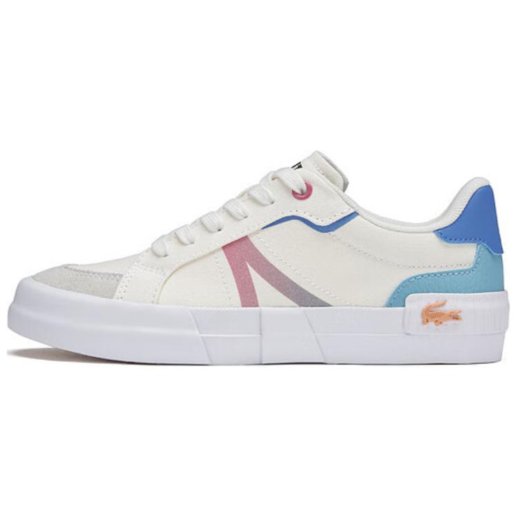 LACOSTE Anti Slip Wear Resistant Low Top Skateboard Shoes Women's White