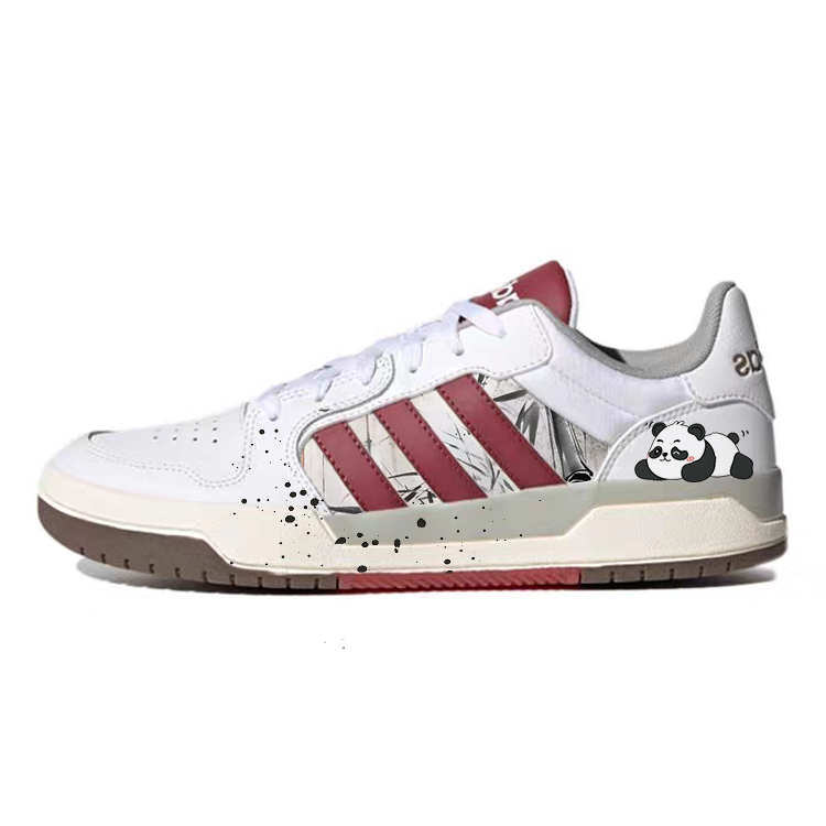 Adidas Neo Entrap Tarepanda Cat Slip Resistant And Breathable Low Top Skateboard Shoes Unisex White Red