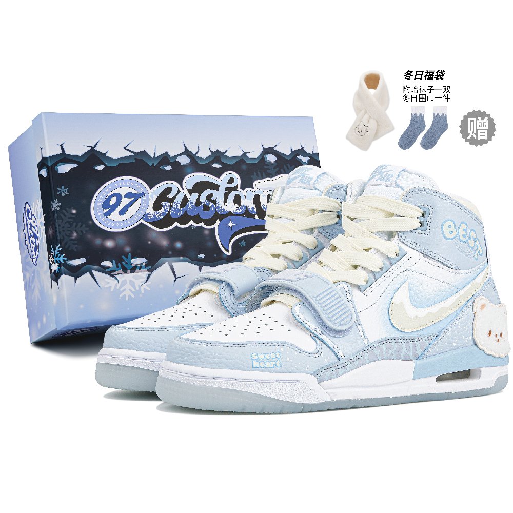Jordan Legacy 312 Mid Top Vintage Basketball Shoes GS Blue White