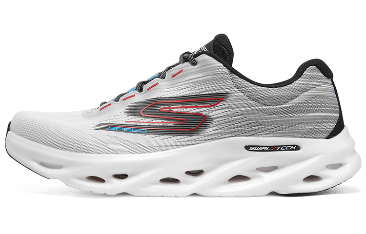Skechers GO RUN Swirl Tech Speed Cushioning Wear-Resistant Low-Top Running Shoes Men's White Gray