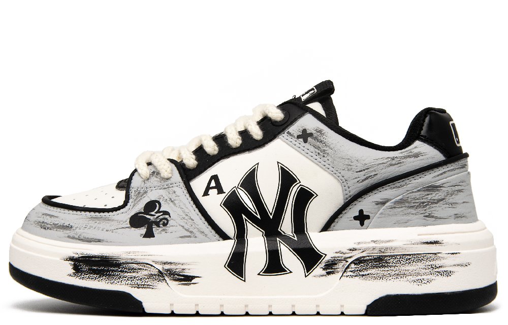 MLB Chunky Liner Fallen Demon City Wear-Resistant Height Increasing Low-Top Skateboard Shoes Unisex Black White Gray
