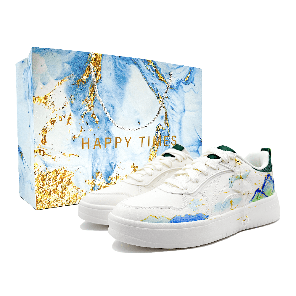 LiNing Spike Years Abrasion Resistant Breathable Low Top Skateboard Shoes Men's White Blue