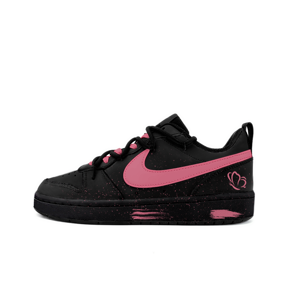 Nike Court Borough 2 Non-slip Lightweight Low-Top Skateboard Shoes GS Black Pink
