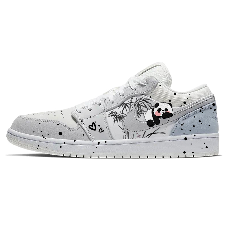 Jordan Air Jordan 1 Slip Resistant Low Top Vintage Basketball Shoes Unisex White Gray