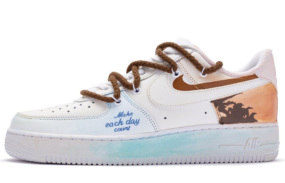 Nike Air Force 1 811 Manufacturing Low Top Skateboard Shoes Men's White Blue Brown
