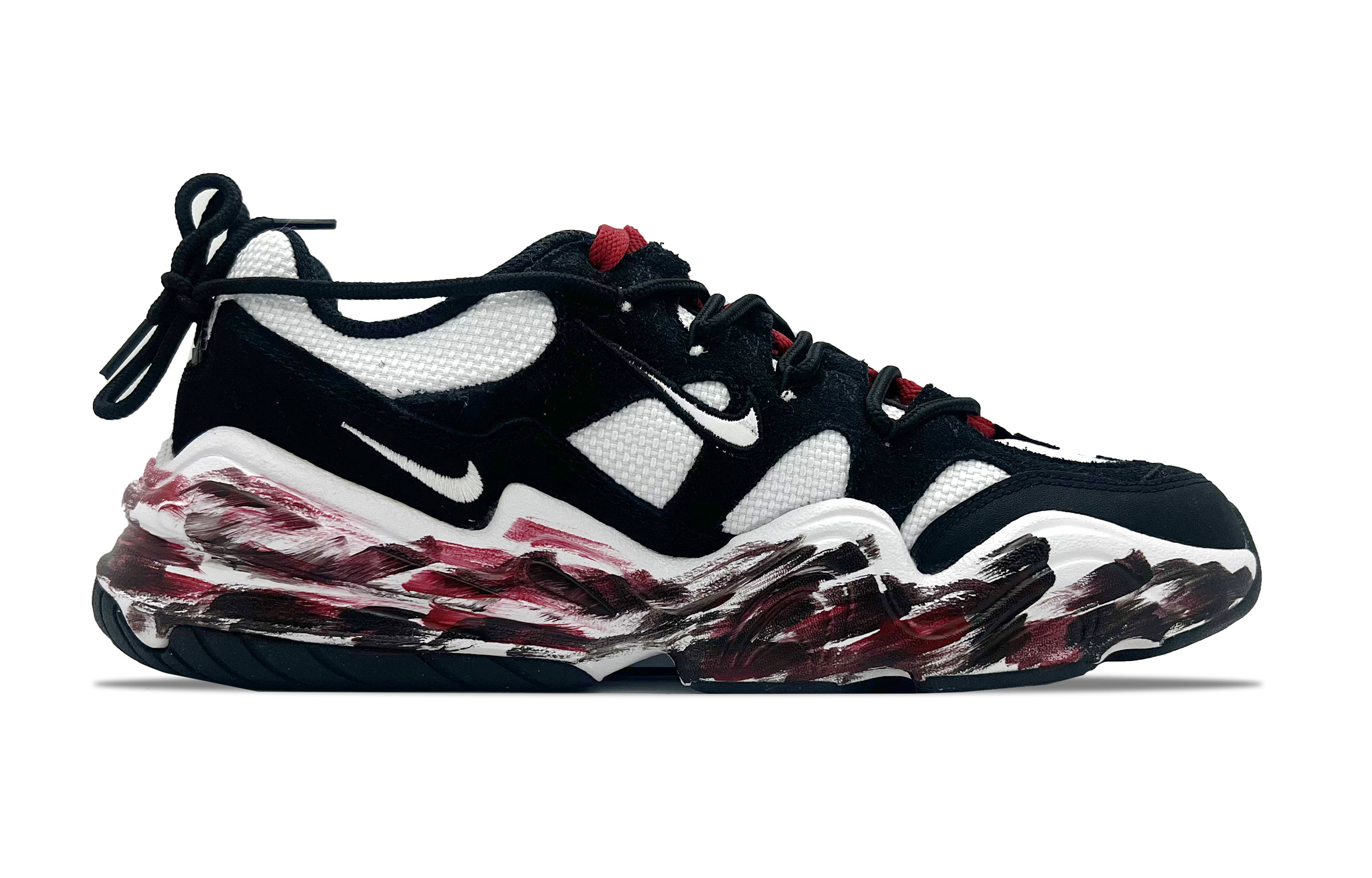 Nike Tech Hera Blood Red Memory Slip Resistant Abrasion Resistant Low top Casual Shoes Unisex Black Red