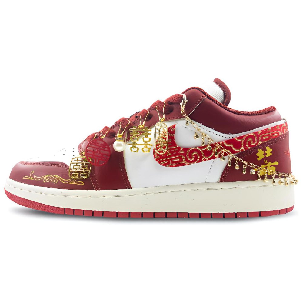 Jordan Air Jordan 1 Low Top Vintage Basketball Shoes Unisex White Red