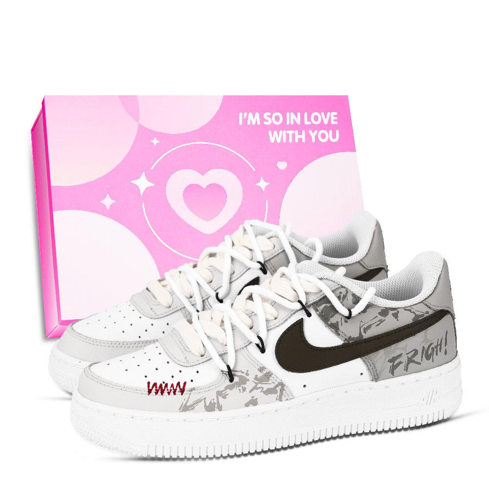 Nike Air Force 1 Brown Star Vintage Abrasion Resistant Low Top Skateboard Shoes Unisex White Gray Brown