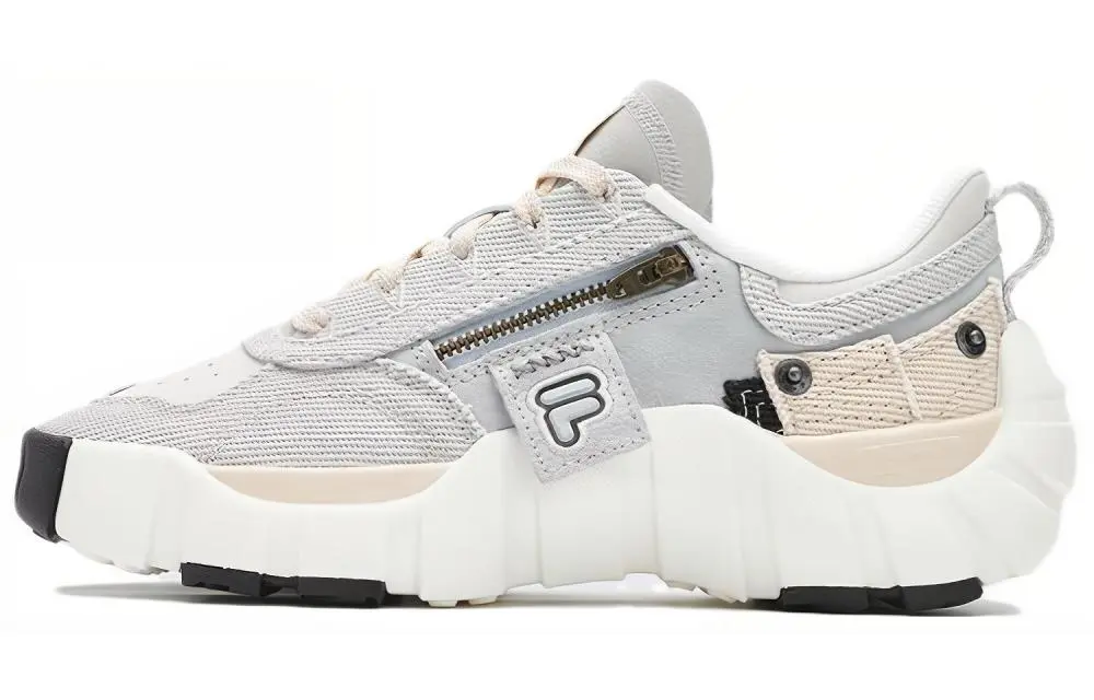 FILA FUSION BONE DX Spine Shoes Cushioning, Wear Resistant Low Top Chunky Sneakers Women's Gray Brown