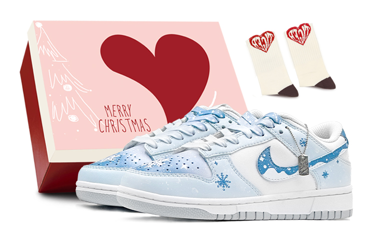 Nike Dunk Christmas Gift Encounter Winter Snowfall Low-Top Skateboard Shoes Women's Blue White