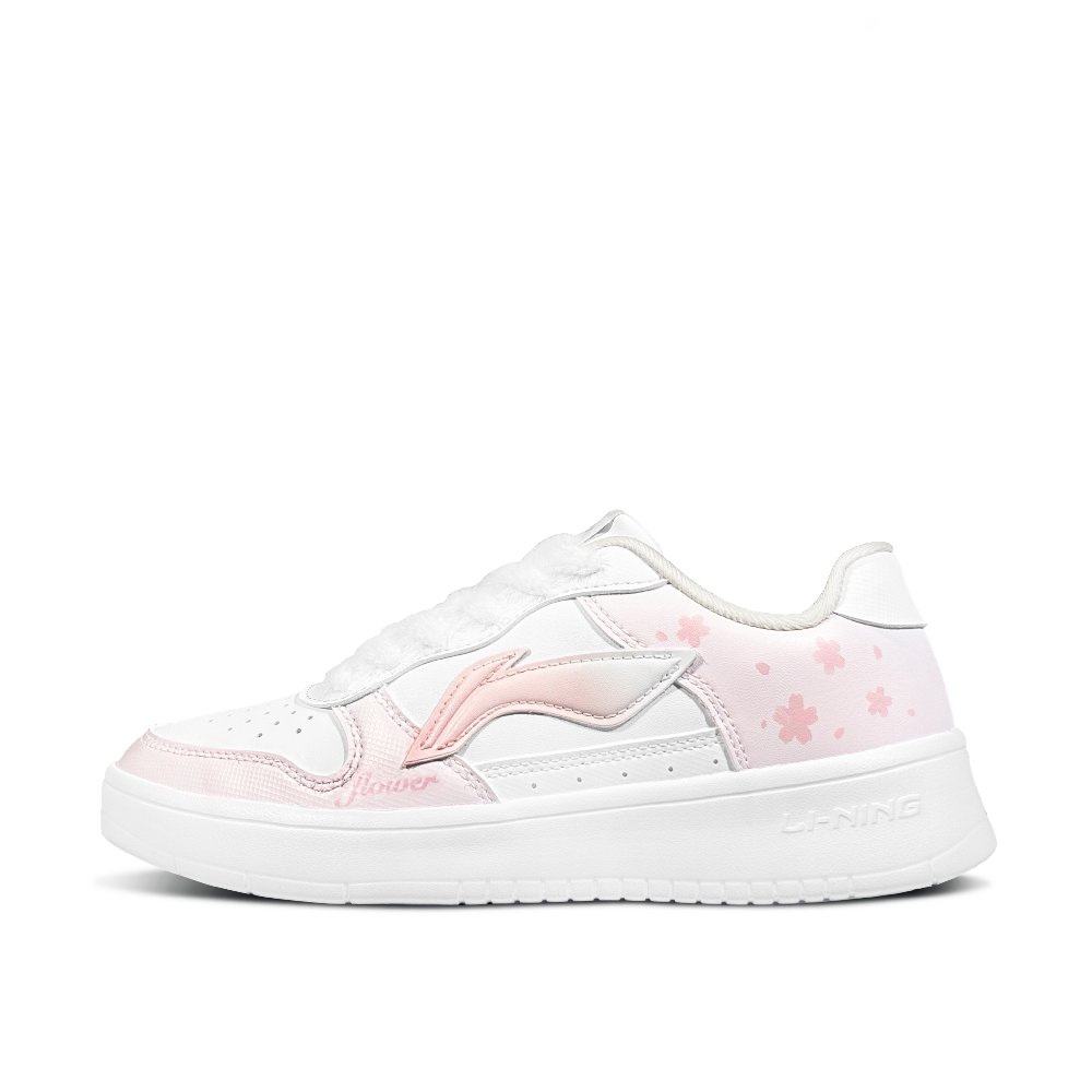 LiNing Pontoon Boats Slip Resistant, Abrasion Resistant, Breathable Low Top Skateboard Shoes Women's Pink White