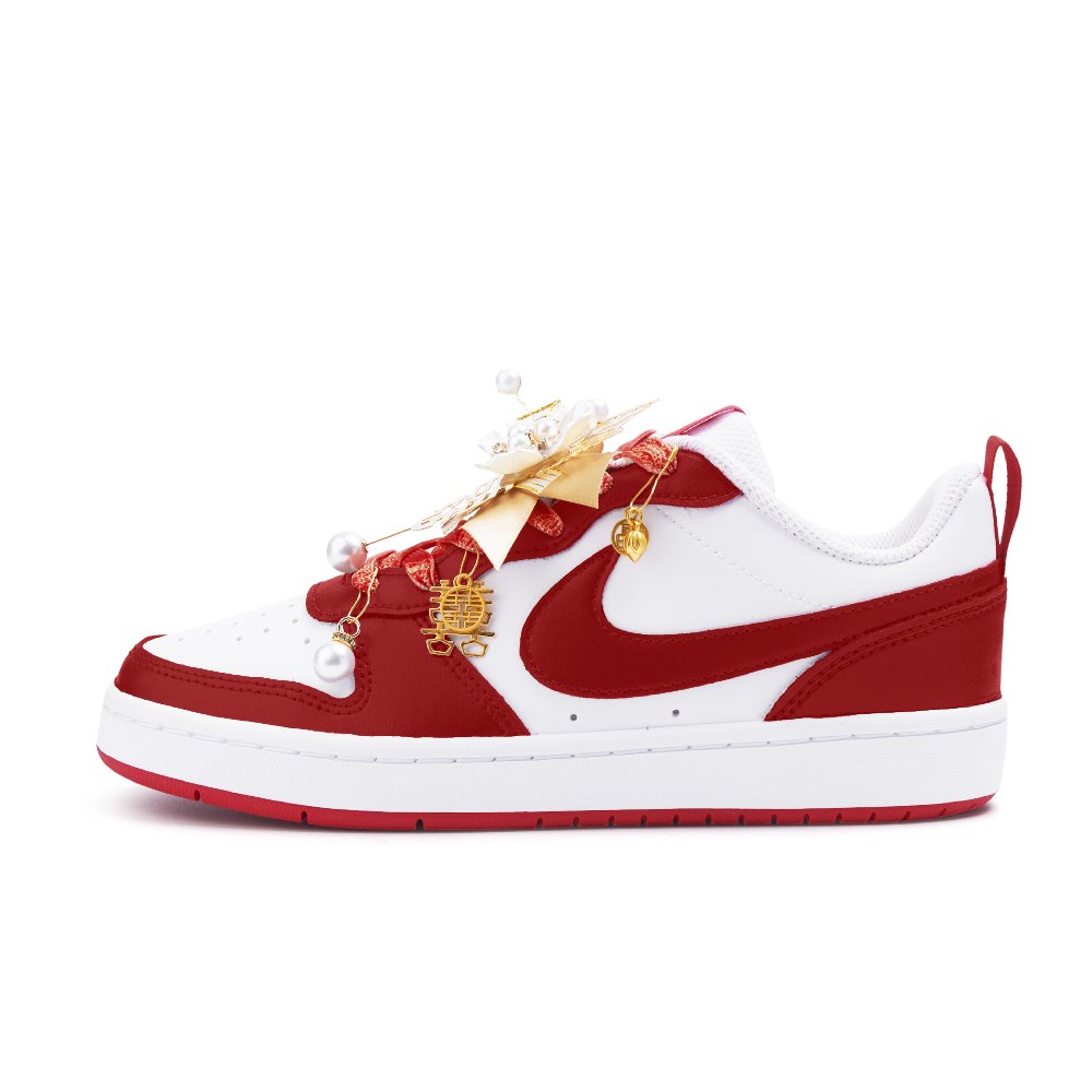 Nike Court Borough 2 Abrasion Resistant Low Top Skateboard Shoes Women's Red White