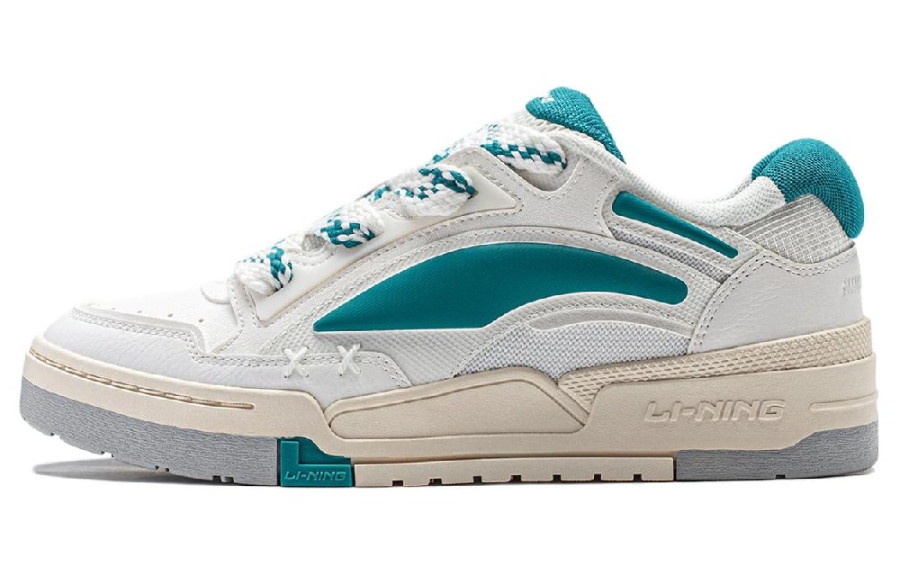 LiNing Journey V2 Slip Resistant, Abrasion Resistant, Lightweight Low top Skateboard Shoes Men's White Turquoise Green