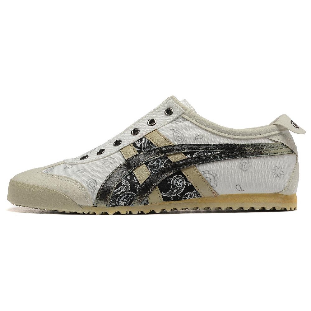Onitsuka Tiger Vintage Paisley Anti-Slip And Wear-Resistant Lightweight Low-Top Casual Shoes Unisex White Blue