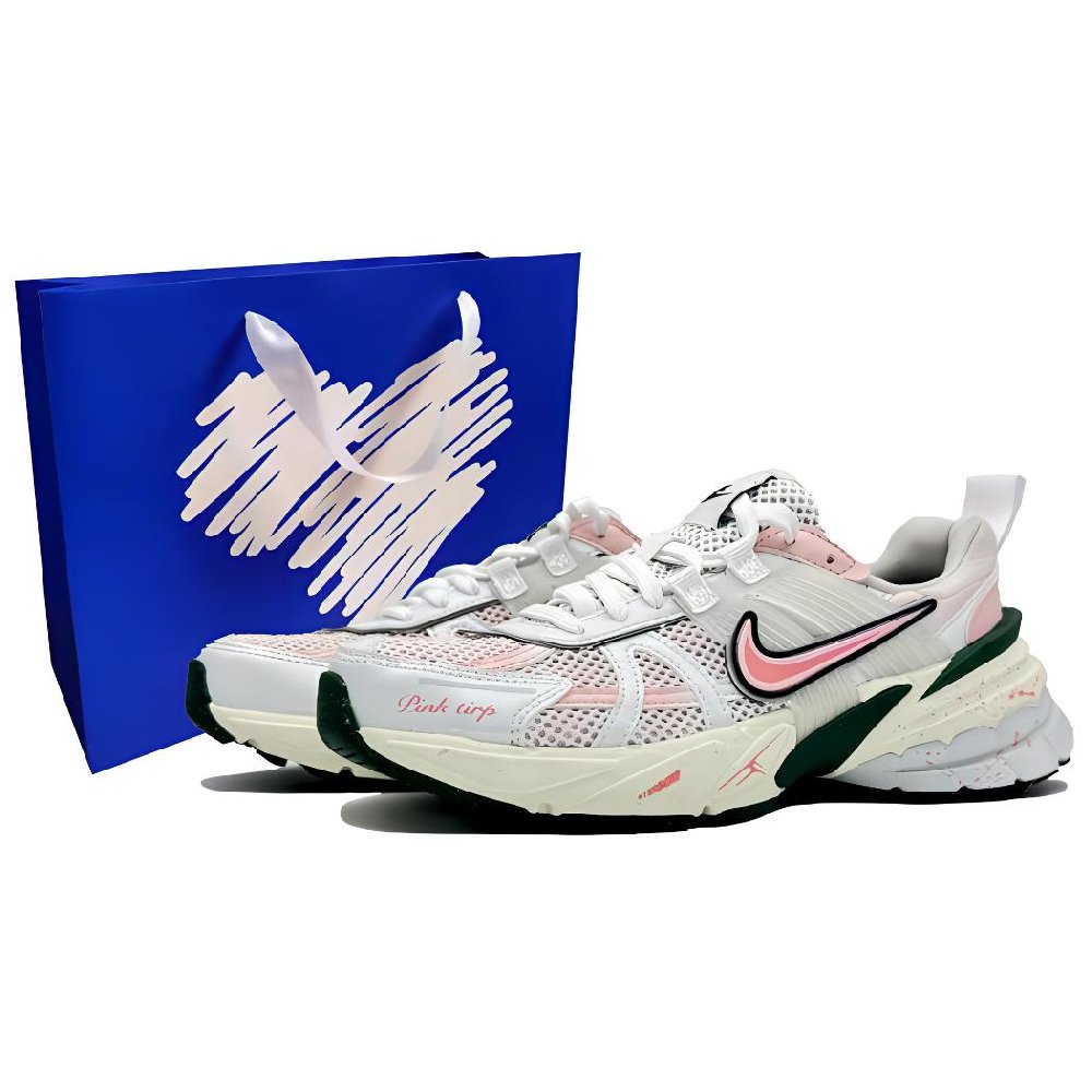 Nike V2K Run Anti-Slip Wear-Resistant Breathable Lightweight Low-Top Casual Running Shoes Unisex Pink