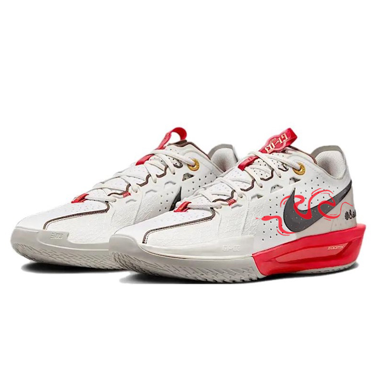 Nike Air Zoom G.T. Cut 3 Anti-Slip And Wear-Resistant Coverage Support Low-Top Basketball Shoes Men's White Red купить в интернет-магазине Yoocart с быстрой доставкой по России.