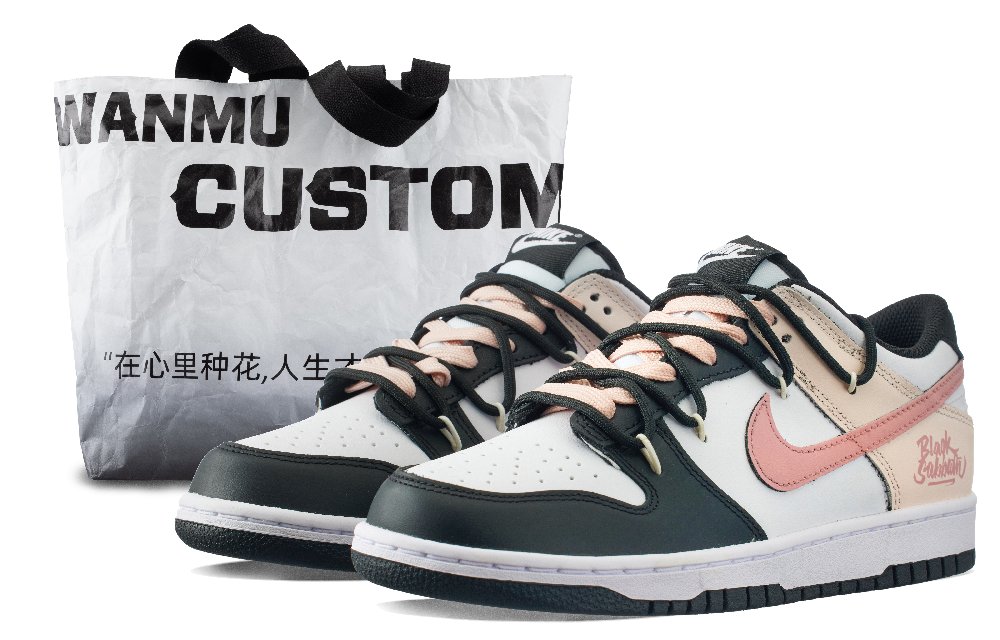 Nike Dunk White Peach Summer Low-Top Skateboard Shoes Women's Black Pink
