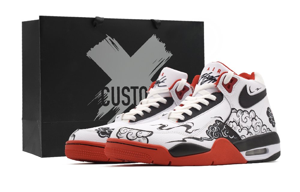 Nike Flight Legacy Anti-Slip Wear-Resistant Mid-Top Vintage Basketball Shoes Unisex White