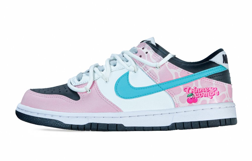 Nike Dunk Anti-Slip Wear-Resistant Low-Top Skateboard Shoes GS Black Pink
