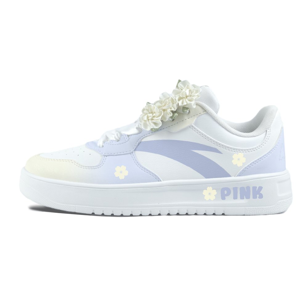 Anta Relaxed Anti Slip Wear Resistant Low Top Skateboard Shoes Unisex White Blue