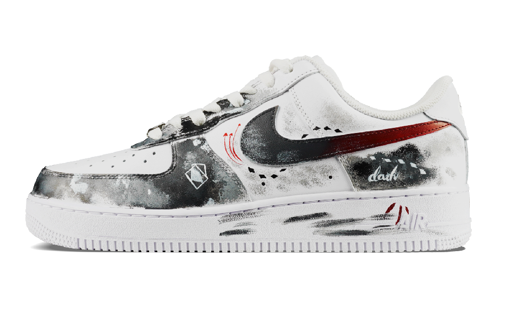 Nike Air Force 1 Anti Slip Wear Resistant Low Top Skateboard Shoes Unisex White Black