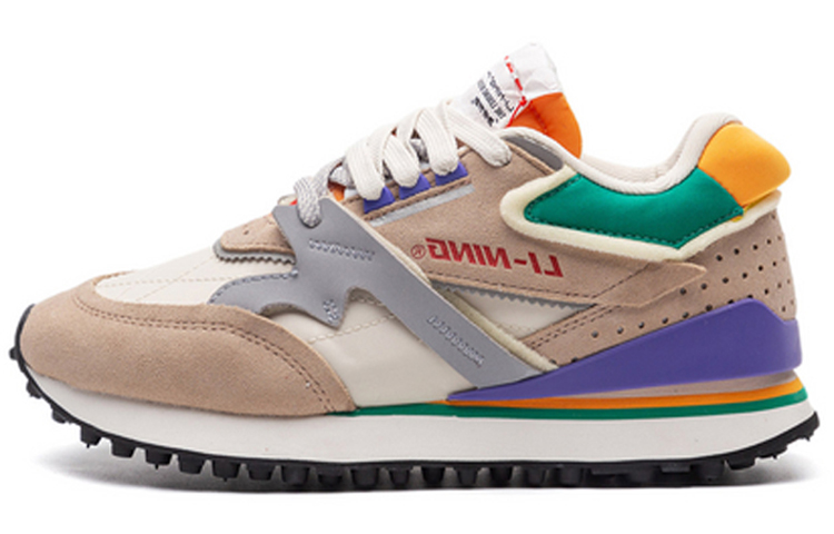 LiNing 001 Innocence Non-slip Lightweight Low-Top Sports Casual Shoes Men's Apricot White/Green