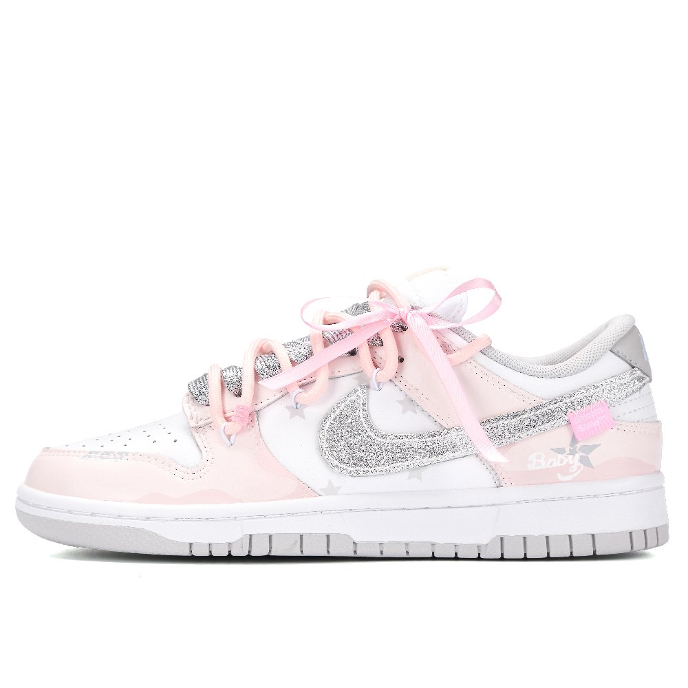 Nike Dunk Mercury Abrasion Resistant Low Top Skateboard Shoes Women's Silver Pink