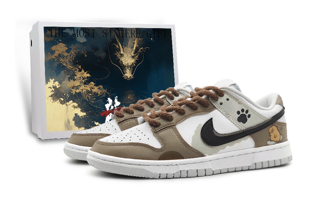 Nike Dunk Low-Top Skateboard Shoes Women's Brown Gray