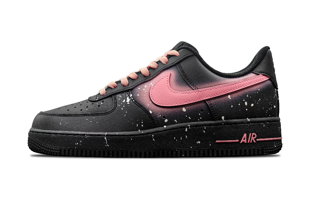 Nike Air Force 1 Wear-Resistant Low-Top Skateboard Shoes Unisex Black Pink