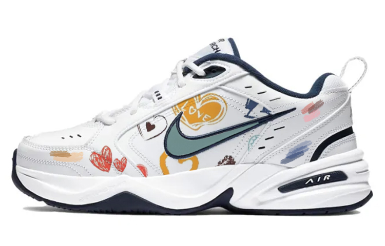 Nike Air Monarch 4 Anti-Slip And Wear-Resistant Support Low-Top Chunky Sneakers Unisex Blue White