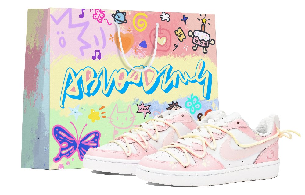 Nike Court Borough Low 2 Low-Top Skateboard Shoes GS Pink