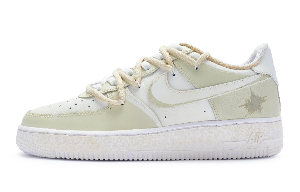 Nike Air Force 1 Low Top Skateboard Shoes GS Pea Green White