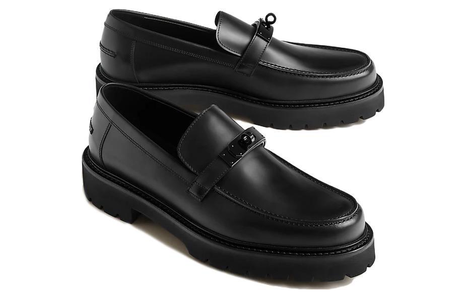 HERMES Icone Loafers Men's Black