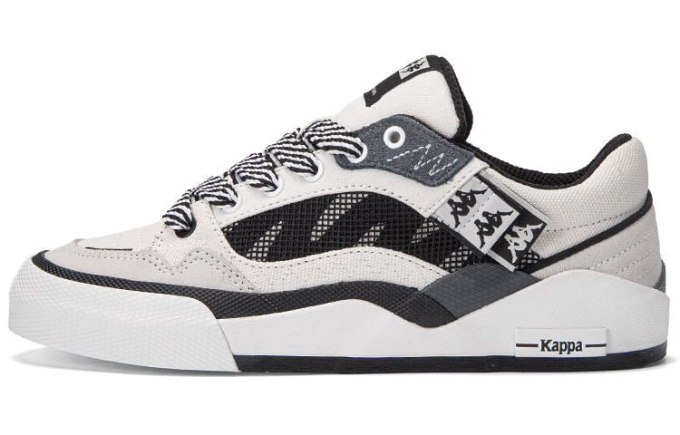 Kappa Anti-Slip Wear-Resistant Low-Top Skateboard Shoes Unisex Black White