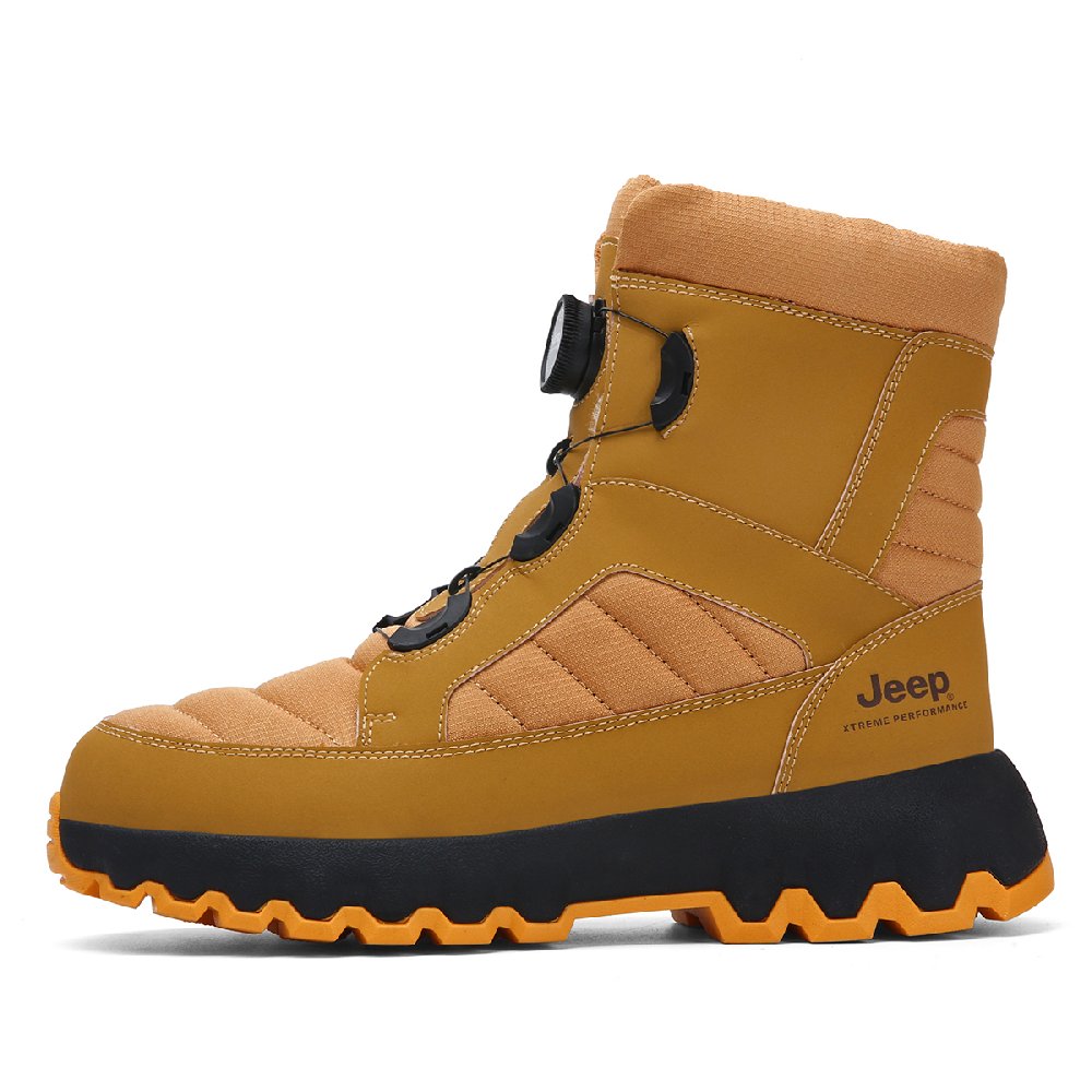 Jeep Warm And Wear-Resistant Knee-High Snow Boots Unisex Black Gold