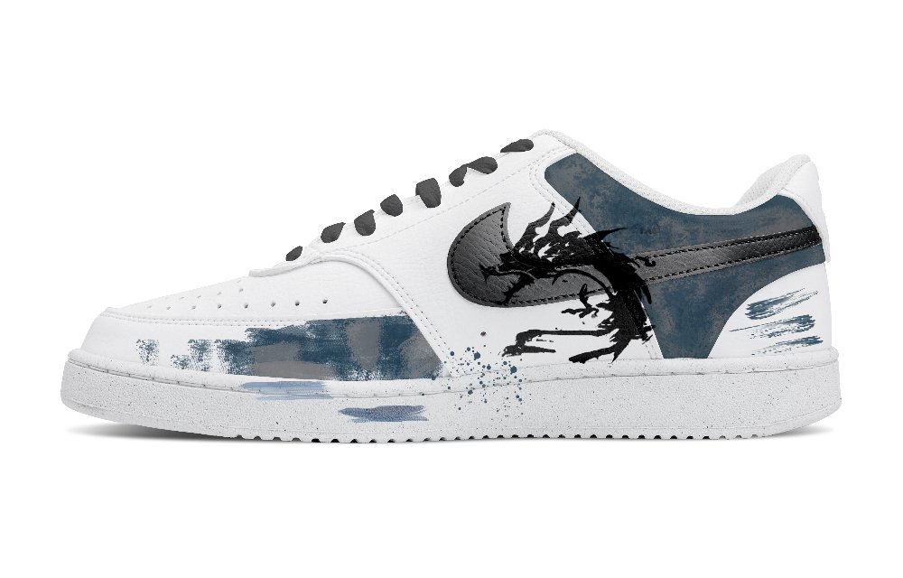 Nike Court Vision 1 Mayfly Dragon Walk Anti Slip Wear Resistant Low Top Skateboard Shoes Men's White Blue Black