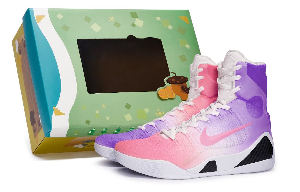 Nike Kobe 9 Slip-Resistant High-Top Basketball Shoes Unisex White Black Purple Pink