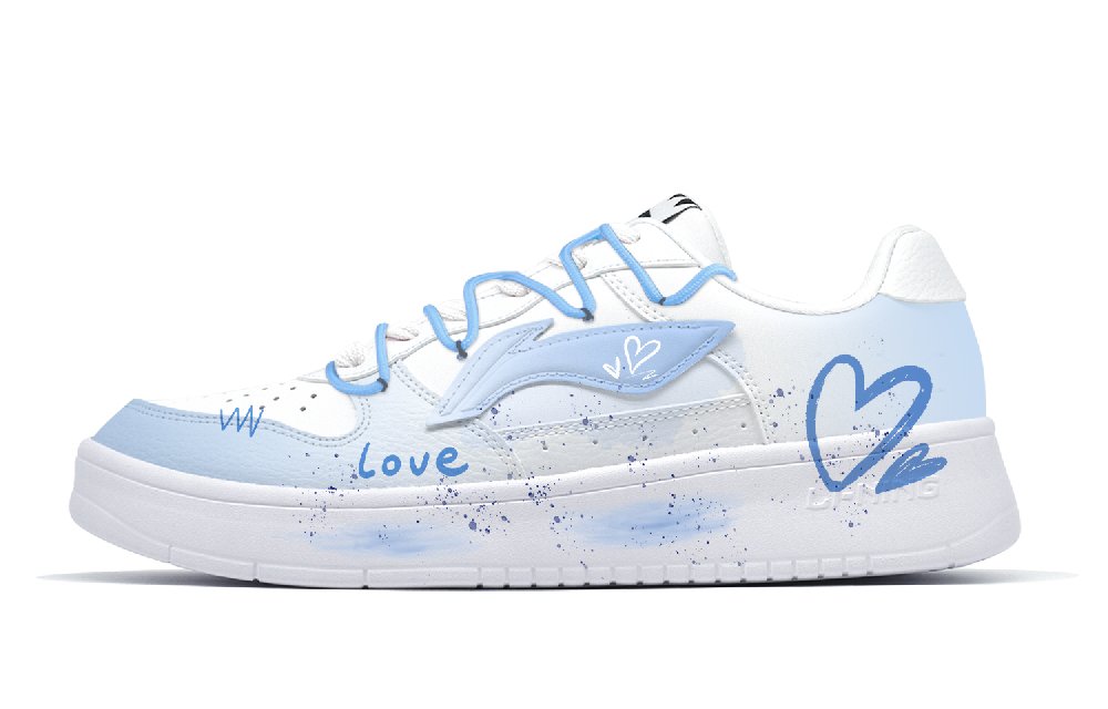 LiNing Lightweight And Breathable Low Top Skateboard Shoes Men's White Blue