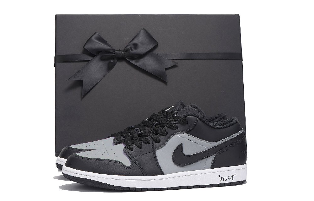 Jordan Air Jordan 1 Anti Slip Wear Resistant Low Top Vintage Basketball Shoes Unisex Black Gray