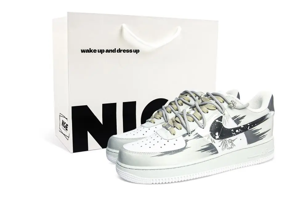 Nike Air Force 1 Abrasion Resistant Low Top Skateboard Shoes Unisex Concrete Gray