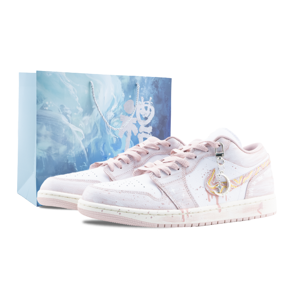 Jordan Air Jordan 1 Moonlight Sonata Anti Slip Wear Resistant Low Top Vintage Basketball Shoes Unisex White Pink