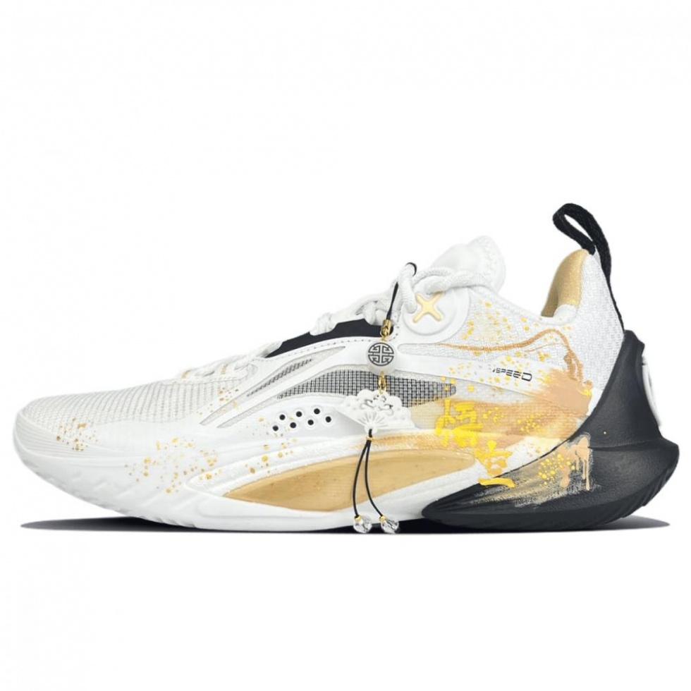 LiNing Speed 10 Anti-Slip Wear-Resistant Low-Top Basketball Shoes Men's White Gold