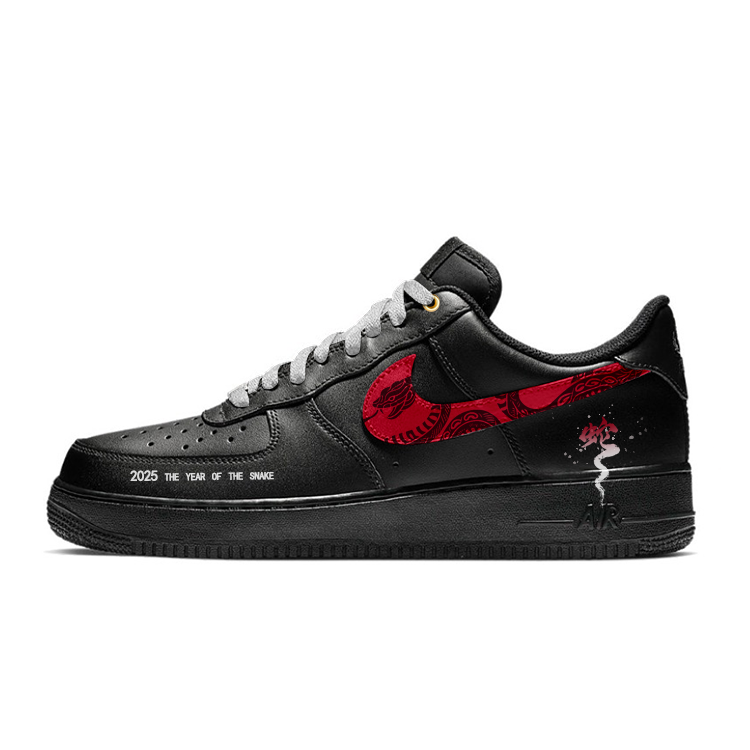 Nike Air Force 1 Anti-Slip Wear-Resistant Low-Top Skateboard Shoes Unisex Black Red