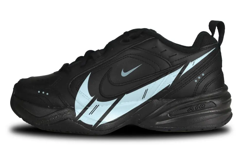 Nike Air Monarch 4 Blue Fantasy Anti-Slip And Wear-Resistant Coverage Low-Top Chunky Sneakers Unisex Black Blue