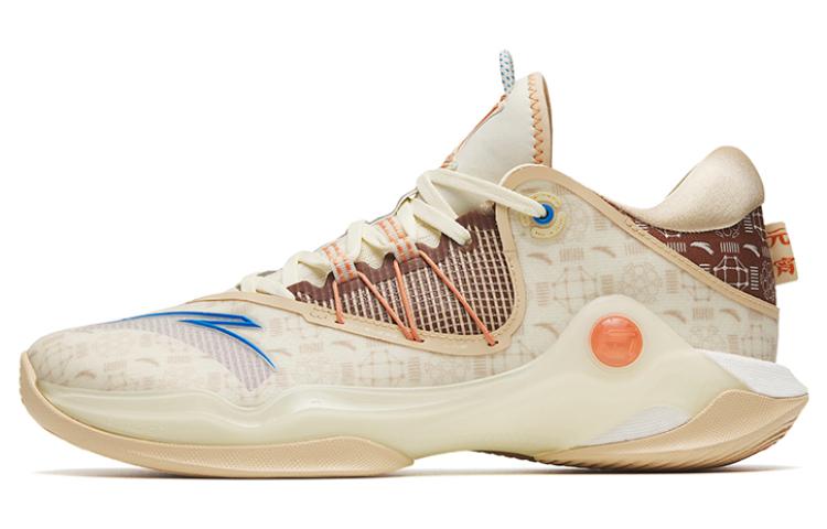 Anta Skyline 1 Anti-Slip Wear-Resistant Low-Top Basketball Shoes Light White Brown Yuanxiao Color Scheme