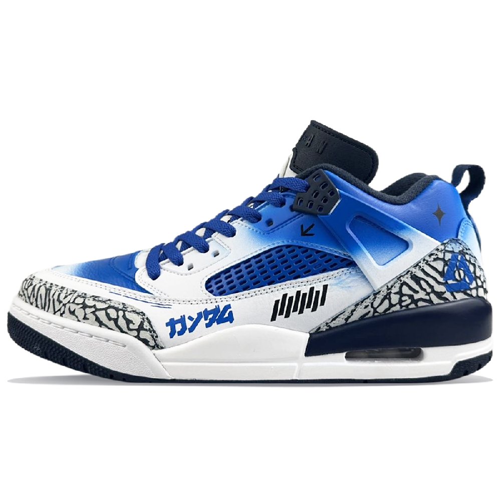 Jordan Spizike Cushioning Anti-Slip And Wear-Resistant Low-Top Vintage Basketball Shoes Men's Blue White