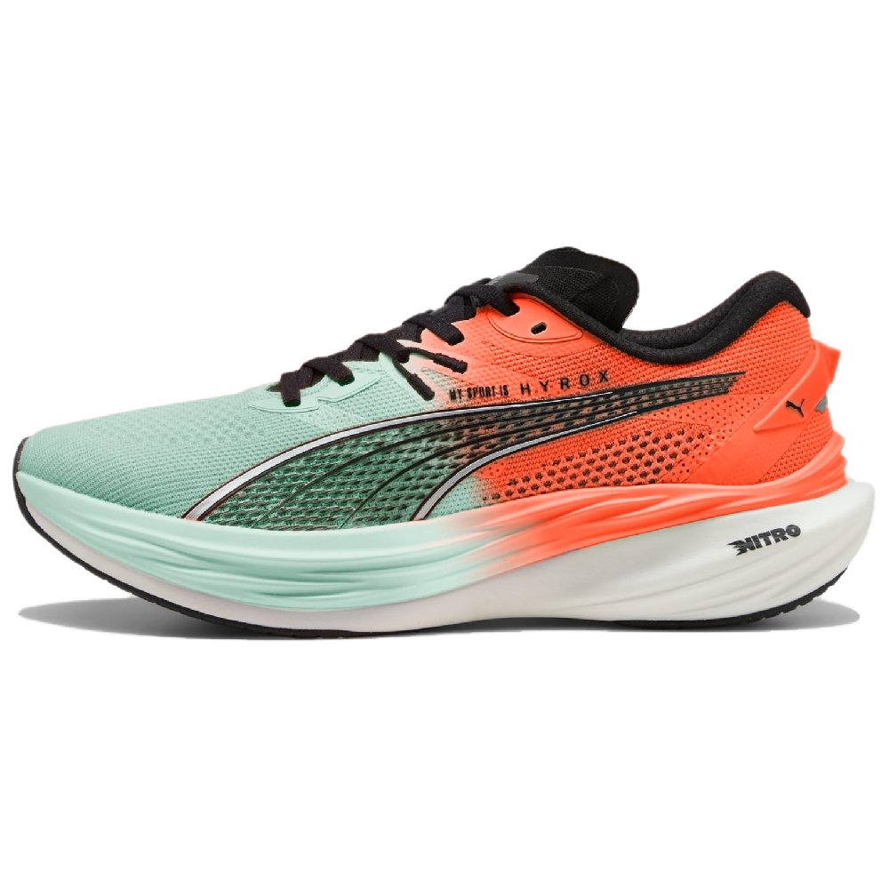 HYROX x PUMA Deviate NITRO 3 Abrasion Resistant Low Top Running Shoes Men's Red Green
