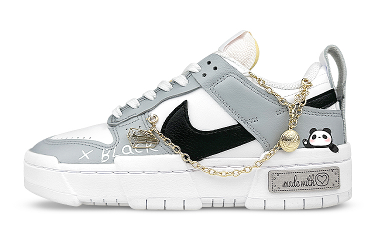 Nike Dunk Disrupt Low-Top Skateboard Shoes Women's Black White Gray