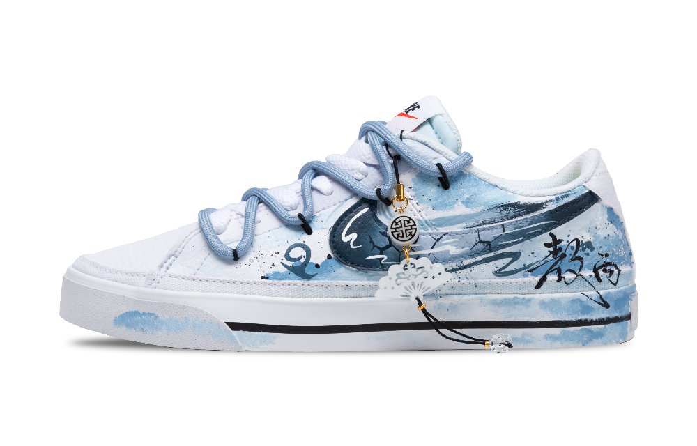 Nike Court Legacy Anti Slip Wear Resistant Low Top Skateboard Shoes Men's Blue White