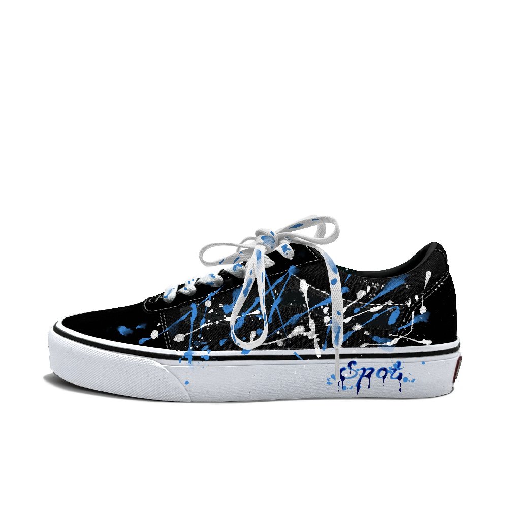 Vans Ward Abrasion Resistant Low Top Skateboard Shoes Women's Blue Black White